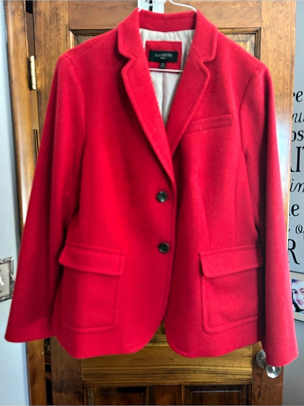 Talbots Red Wool Blend Petite Blazer Size 14P EUC